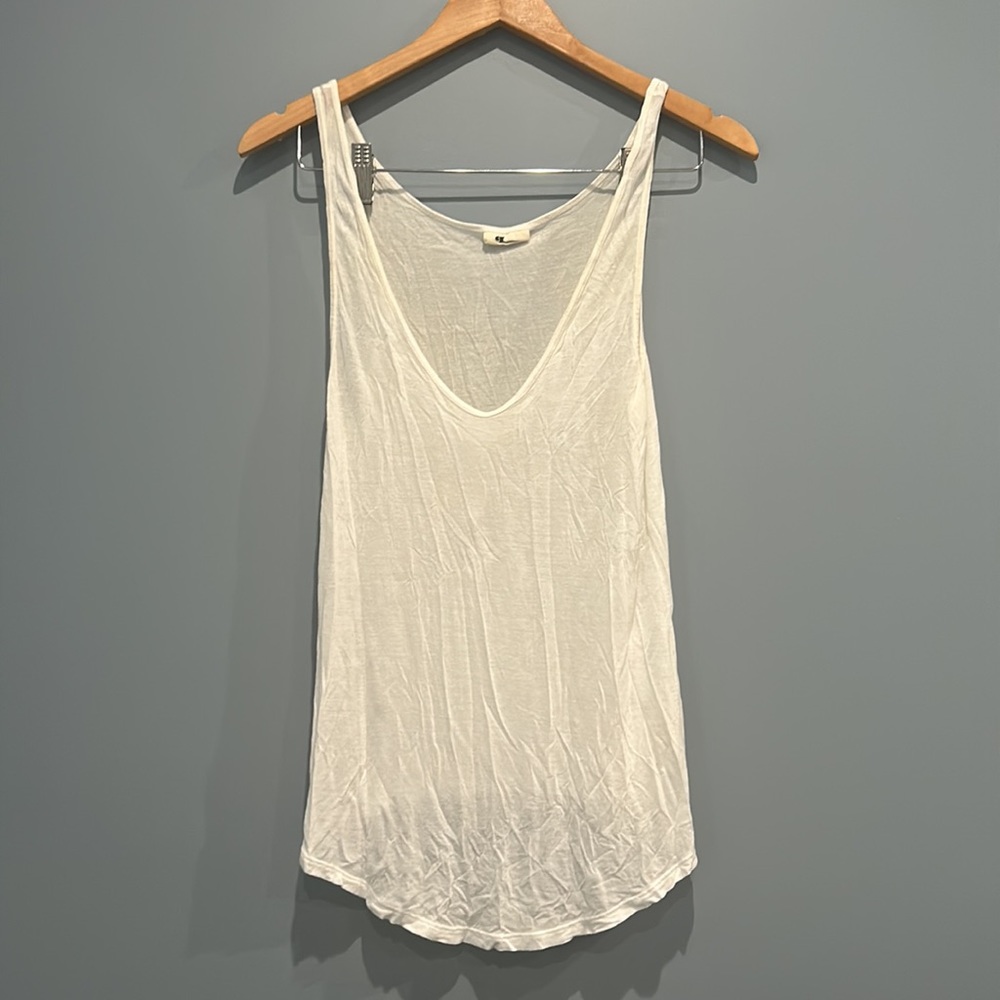 L’Agence “burn out” white tank top in white XS